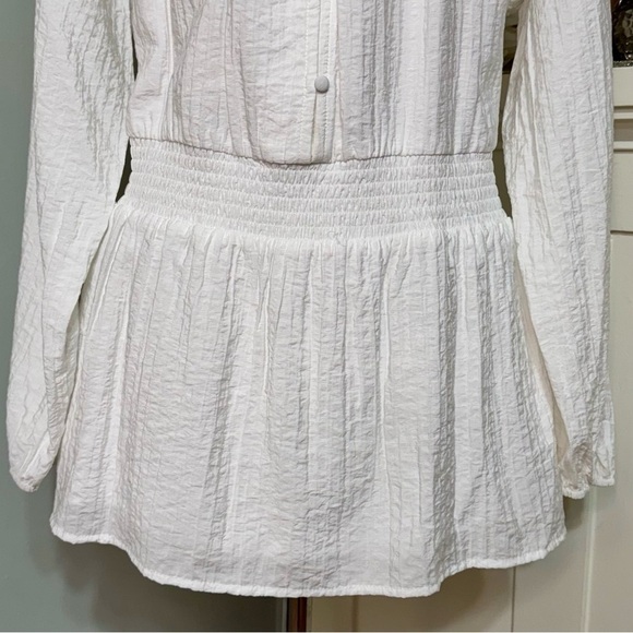 Lane Bryant Textured Shirred-Waist Peplum Top White Plus Sz 24 Spring Summer NWT - Picture 6 of 12